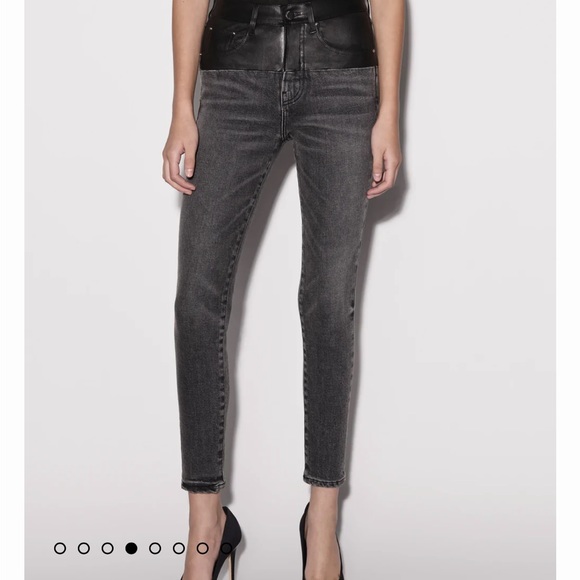 **SOLD** NEW Amiri Genuine Leather Contrast Skinny Jeans Aged Black/Black 25 - Picture 11 of 17